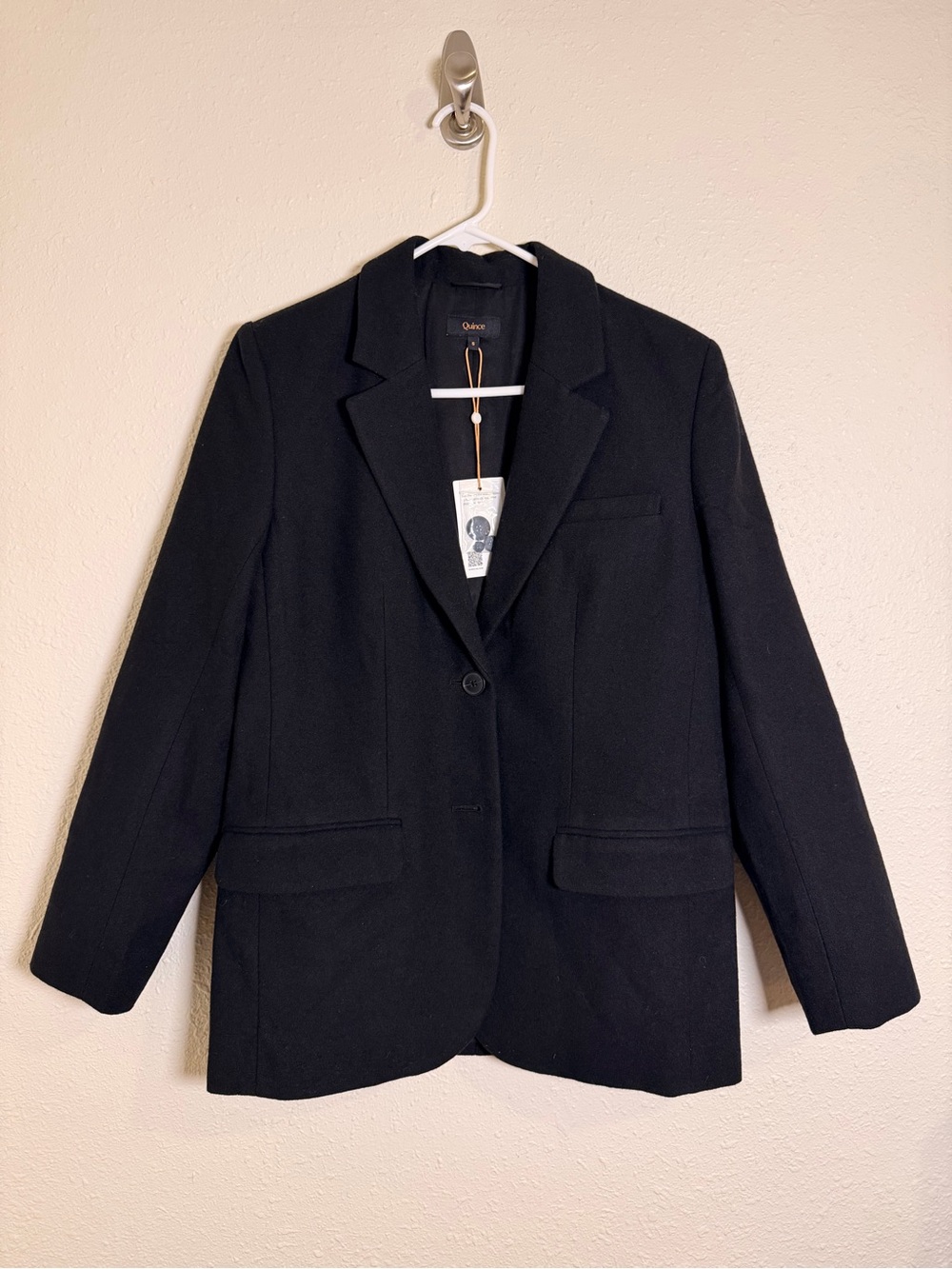 Quince Italian Wool Stand Collar Blazer Black S NWT